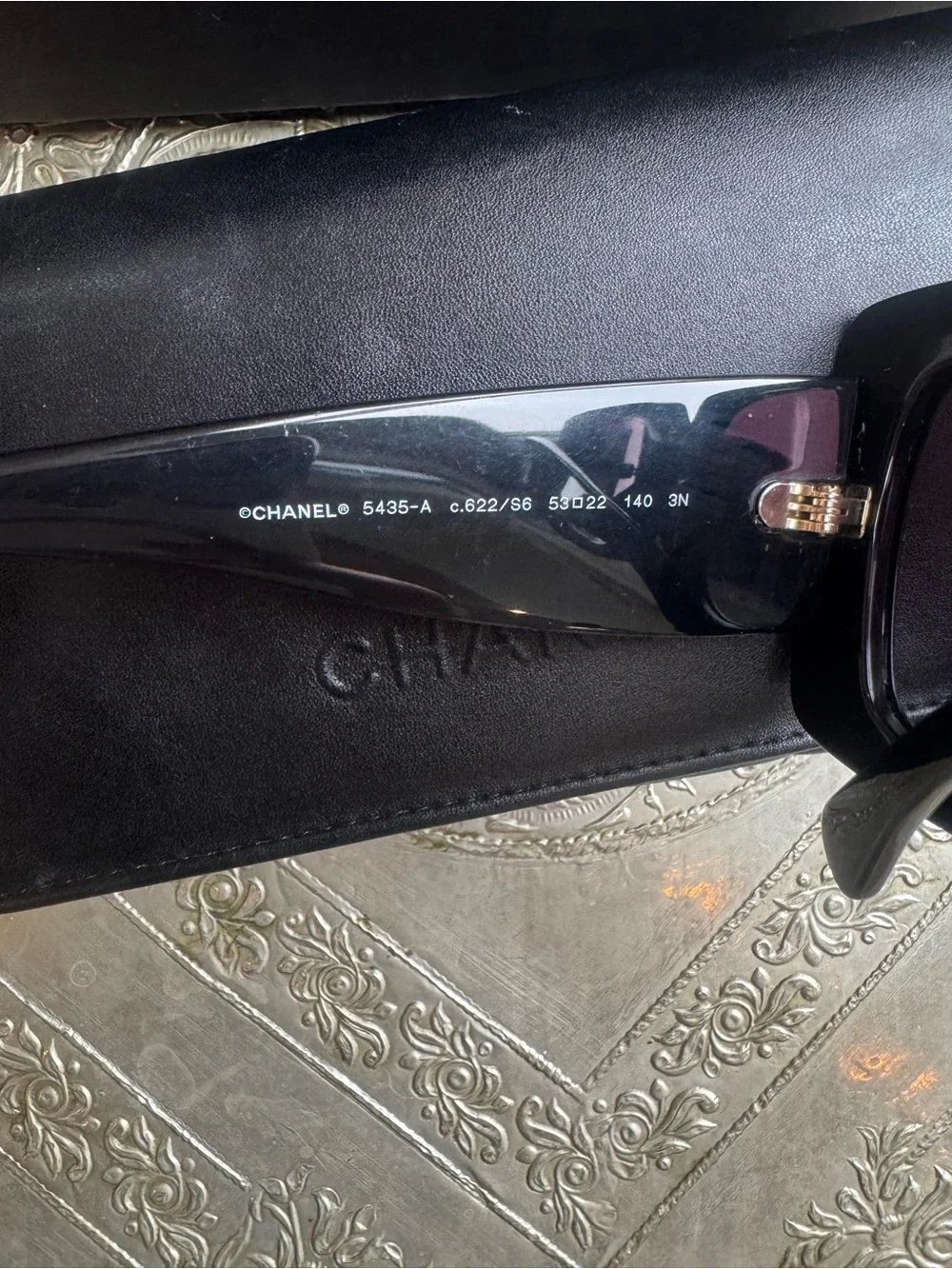 CHANEL Black Oversized Square 5435A Sunglasses with Gold CC Emblem